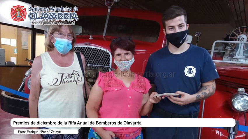 Ganadores del mes de diciembre de la rifa de Bomberos de Olavarría 2021