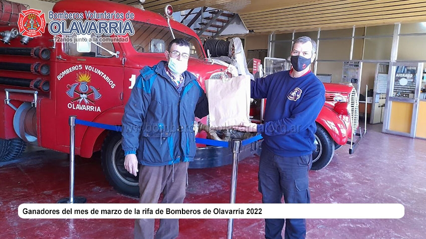 Ganadores del mes de marzo de la rifa de Bomberos de Olavarría 2022