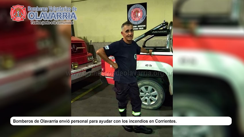 Bomberos de Olavarría envió personal para ayudar con los incendios en Corrientes.