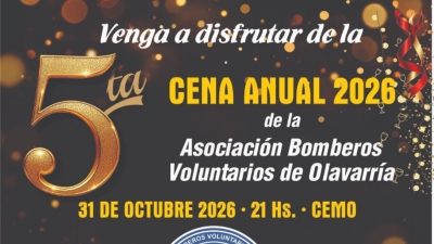 Menos de una semana para la 5ta Cena Anual de Bomberos Vol. Olavarría
