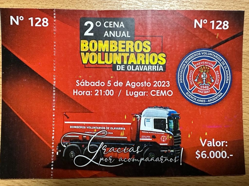 2° edición de la Cena Anual de Bomberos Voluntarios de Olavarría